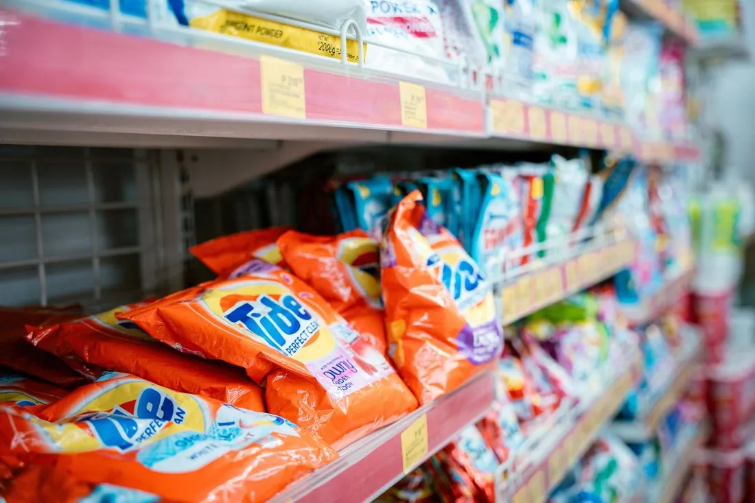 Retail shelf stocked with FMCG products supplied by Arete